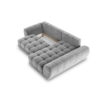 Sivá rozkladacia rohová pohovka so zamatovým poťahom Windsor & Co Sofas Nuage, pravý roh - Image 5