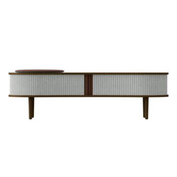 Sivo-hnedý TV stolík v dekore duba 140x40 cm Audacious – UMAGE - Image 4