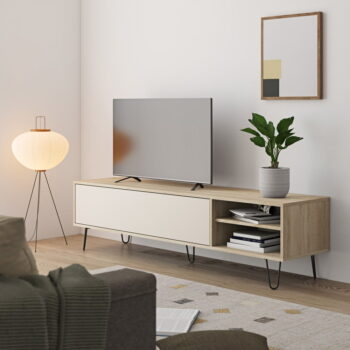 Krémový TV stolík v dekore duba 165x44 cm Aero - TemaHome – Obrázok 5