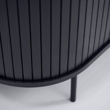 Čierna skrinka v dekore duba s posuvnými dverami 100x118 cm Nola – Unique Furniture – Obrázok 2