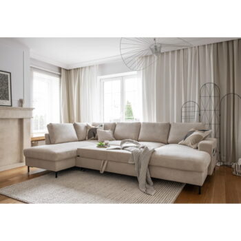 Béžová menčestrová rozkladacia rohová pohovka (ľavý roh) Lofty Lilly – Miuform - Image 8
