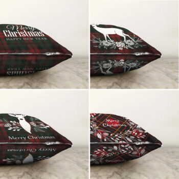 Súprava 4 vianočných žinylkových obliečok na vankúš Minimalist Cushion Covers Tartan Merry Christmas, 55 x 55 cm - Image 2