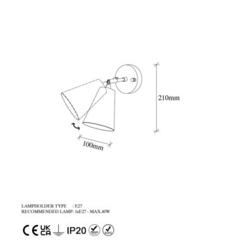 Nástenné svietidlo v čiernej a zlatej farbe ø 10 cm Evander – Opviq lights - Image 7