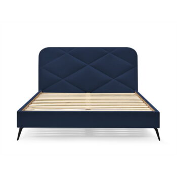 Tmavomodrá čalúnená dvojlôžková posteľ s roštom 180x200 cm Prune – Bobochic Paris – Obrázok 6