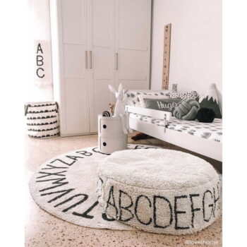 Krémový prateľný ručne tkaný bavlnený detský koberec ø150 cm ABC Natural Black – Lorena Canals - Image 7