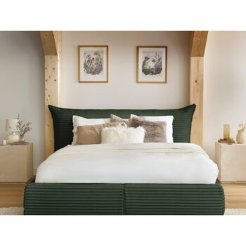 Tmavozelená čalúnená dvojlôžková posteľ s úložným priestorom a roštom 160x200 cm Jade – Bobochic Paris - Image 5