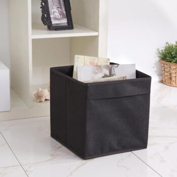 Čierny látkový úložný box 30x30x30 cm – Mioli Decor - Image 2