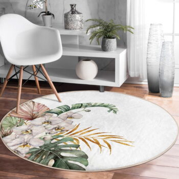 Krémovobiely prateľný okrúhly koberec vhodný pre robotické vysávače ø 100 cm Comfort – Mila Home – Obrázok 4