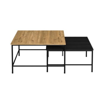 Čierne/prírodné konferenčné stolíky s doskou v dubovom dekore v súprave 2 ks 80x80 cm Fiorenza - Marckeric - Image 2