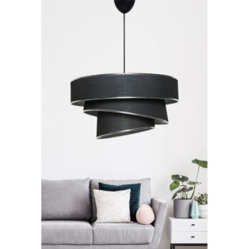 Závesné svietidlo v čierno-striebornej farbe s textilným tienidlom ø 40 cm Couper – Opviq lights - Image 2