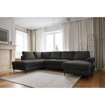 Tmavosivá menčestrová rozkladacia rohová pohovka (ľavý roh) Lofty Lilly – Miuform - Image 4