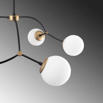 Bielo-čierne závesné svietidlo so skleneným tienidlom ø 90 cm Kromozóm – Opviq lights - Image 6
