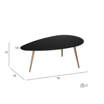 Čierny konferenčný stolík s nohami z bukového dreva Furnhouse Fly, 116 x 66 cm - Image 7