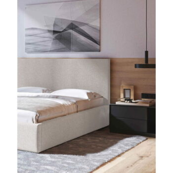 Béžová čalúnená dvojlôžková posteľ s úložným priestorom s roštom 180x200 cm Bufo – MESONICA - Image 5
