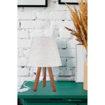Stolová lampa s textilným tienidlom v bielo-prírodnej farbe (výška 33,5 cm) – Squid Lighting - Image 2