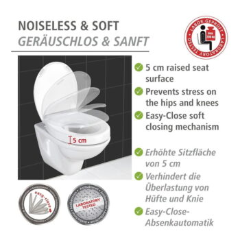 Mierne zvýšené WC sedadlo s jednoduchým zatváraním pre seniorov Wenko Secura, 43,5 × 37 cm - Image 9
