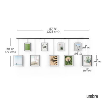 Čierne kovové rámčeky na stenu v súprave 9 ks 223x77,5 cm Exhibit – Umbra - Image 3