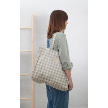 Látková taška Really Nice Things Linen Bag Grey Vichy - Image 2