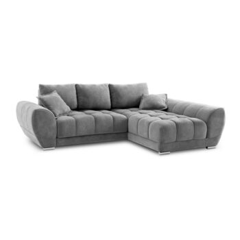 Sivá rozkladacia rohová pohovka so zamatovým poťahom Windsor & Co Sofas Nuage, pravý roh - Image 3