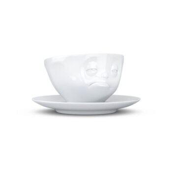 Biely mrzutý porcelánový hrnček s tanierikom 58products - Image 4