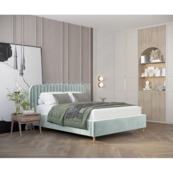 Čalúnená jednolôžková posteľ s úložným priestorom s roštom 120x200 cm v mentolovej farbe Noto – Maison de Rêve - Image 6