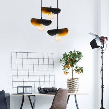 Závesné svietidlo v čiernej a zlatej farbe s kovovým tienidlom ø 45 cm Sivani – Opviq lights – Obrázok 2