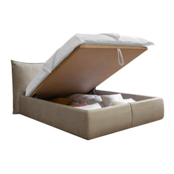 Béžová zamatová čalúnená dvojlôžková posteľ s úložným priestorom s roštom 160x200 cm Jade - Bobochic Paris – Obrázok 8