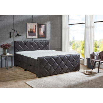 Čierna boxspring posteľ s úložným priestorom 180x200 cm Chester – Rojaplast - Image 4