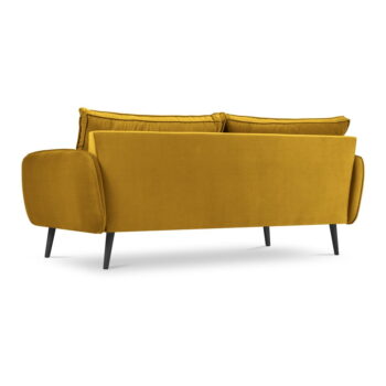 Žltá zamatová pohovka s čiernymi nohami Kooko Home Lento, 198 cm - Image 4
