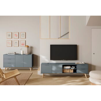 Zelenosivý TV stolík 180x53 cm Pisco – Marckeric – Obrázok 6