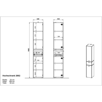 Antracitovosivá vysoká kúpeľňová skrinka 34x189 cm Modesto – Germania – Obrázok 6
