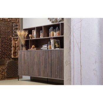 Hnedá knižnica v dekore jaseňa 200x150 cm Gravure – WOOOD – Obrázok 4