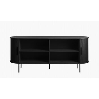 Čierna nízka komoda v dekore duba s posuvnými dverami 76x180 cm Nola – Unique Furniture – Obrázok 4