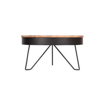 Čierny konferenčný stolík s doskou z mangového dreva LABEL51 Saran, ⌀ 80 cm - Image 2