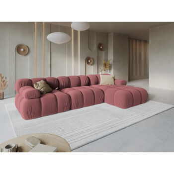 Ružová zamatová pohovka 285 cm Bellis – Micadoni Home - Image 7