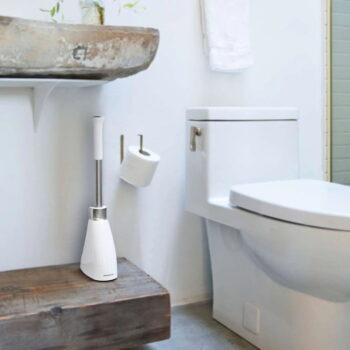 Biela oceľová WC kefa - simplehuman – Obrázok 3