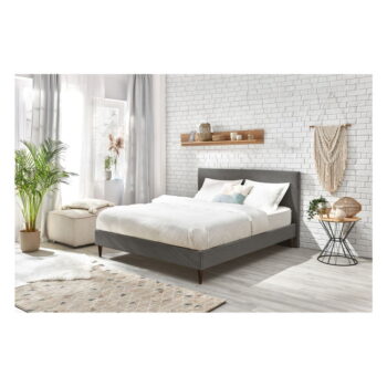 Tmavosivá menčestrová dvojlôžková posteľ Bobochic Paris Anja Dark, 160 x 200 cm – Obrázok 5