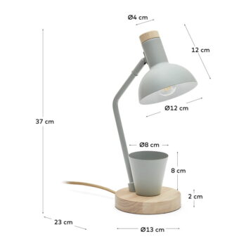 Stolová lampa v mentolovej farbe s kovovým tienidlom (výška 37 cm) Katia – Kave Home - Image 7