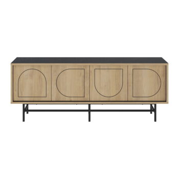 TV stolík v dekore duba v čierno-prírodnej farbe 149,5x56,5 cm Giana – Marckeric