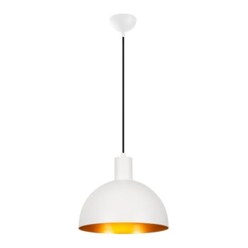 Závesné svietidlo v bielej a zlatej farbe s kovovým tienidlom ø 30 cm Sivani – Opviq lights
