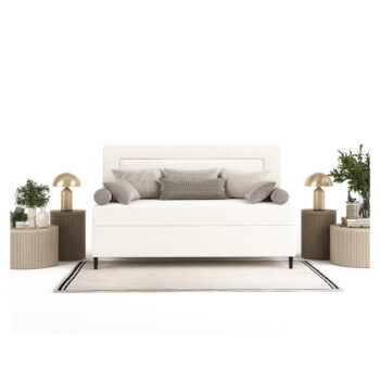 Krémovobiela čalúnená jednolôžková posteľ 90x200 cm Alba – Maison de Rêve - Image 5