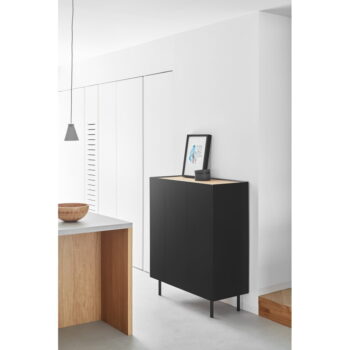 Čierna vysoká komoda v dekore duba 95x120 cm Arista – Teulat - Image 9
