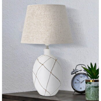 Stolová lampa s textilným tienidlom v bielo-krémovej farbe (výška 60 cm) Lines – Mauro Ferretti - Image 2