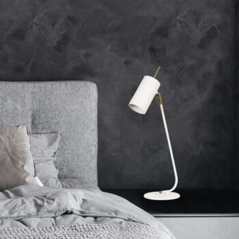 Biela stolnová lampa s kovovým tienidlom (výška 55 cm) Sivani – Opviq lights – Obrázok 3