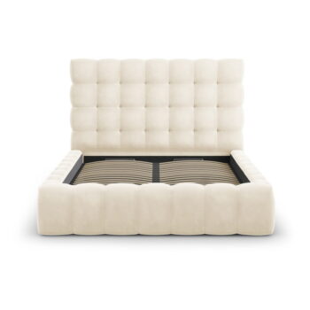 Béžová čalúnená dvojlôžková posteľ s úložným priestorom s roštom 140x200 cm Bali – Cosmopolitan Design – Obrázok 4