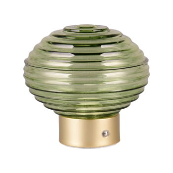 Stmievateľná LED stolová lampa v zelenej a zlatej farbe so skleneným tienidlom (výška 14,5 cm) Earl – Trio