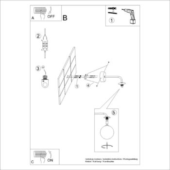 Čierno-biele nástenné svietidlo Beam – Nice Lamps - Image 2