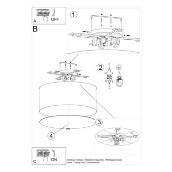 Biele stropné svietidlo s textilným tienidlom ø 60 cm Volta – Nice Lamps - Image 8