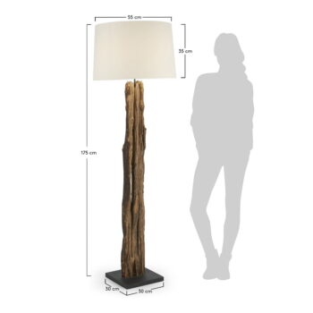 Bielo-hnedá stojacia lampa s textilným tienidlom (výška 175 cm) Powell – Kave Home - Image 9
