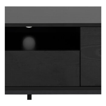 Čierny TV stolík v dekore jaseňa 140x45 cm Seaford – Actona - Image 7